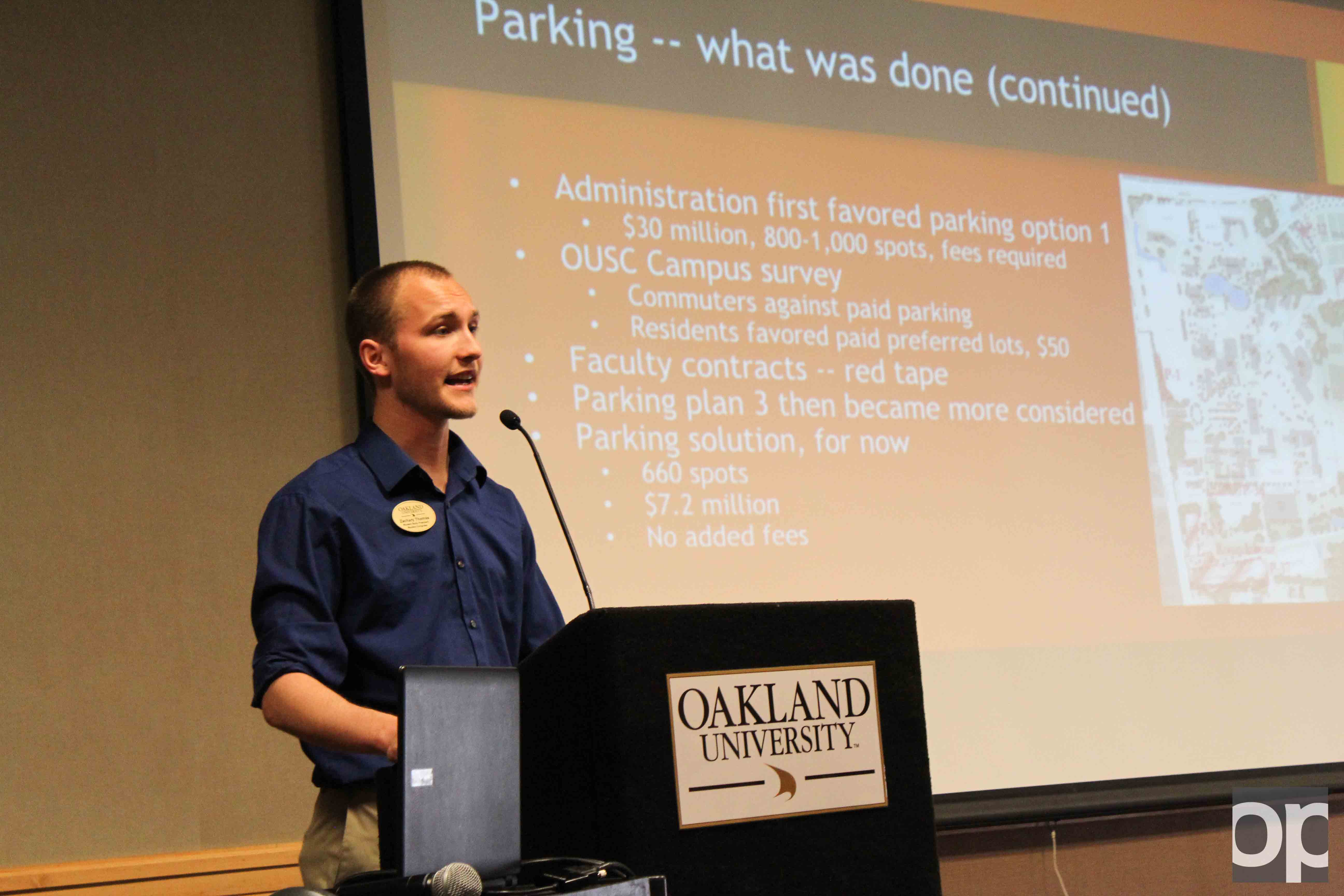 Student body president Zack Thomas speaks at the State of the Student Body and reflects on the accomplishments.