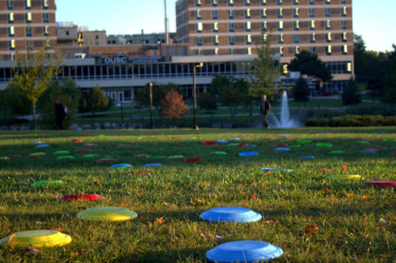 Frisbees litter OUs campus