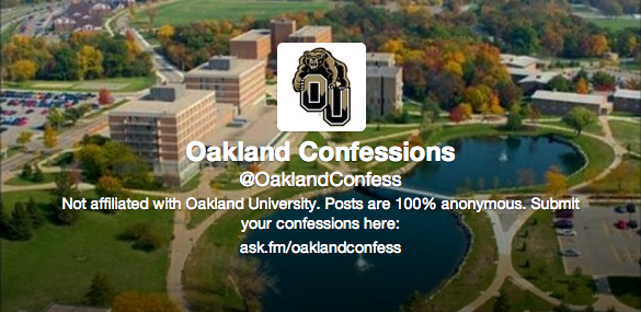 Oakland Confessions currently has 1,326 followers on Twitter. All posts are anonymous. 