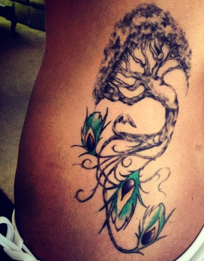 Oakland University student Alexis Rutter tattoo, located on her hip.
