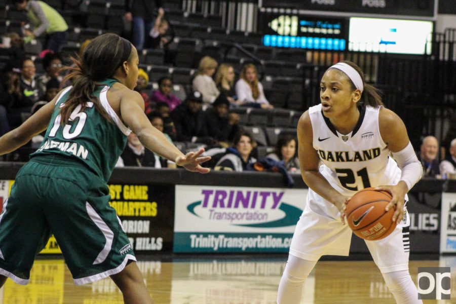 Oakland guard Nola Anderson provided 18 points in the game against Cleveland State at home Jan. 31.