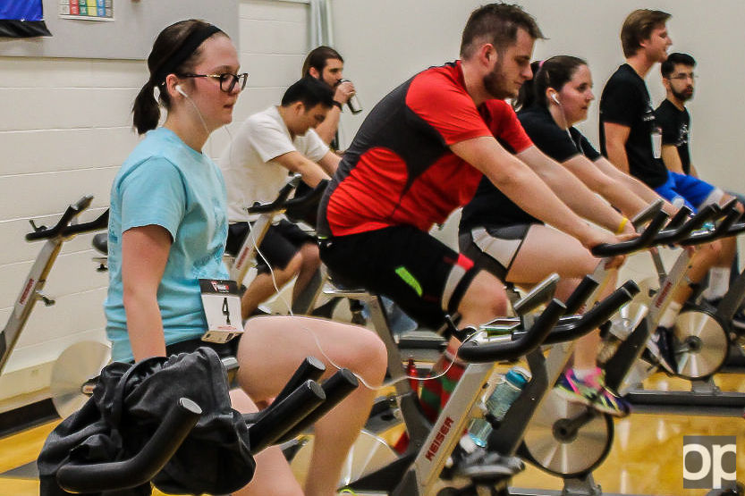 Last year, participants completed 20-kilometer bike ride on stationary bikes as part of the indoor triathlon. Oakland University is hosting its second annual triathlon event on March 6 at the Recreation Center on campus. 