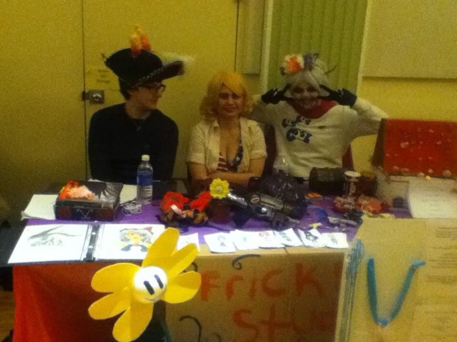 The FBStudios artist alley table, where they sold commissions and handmade wares.