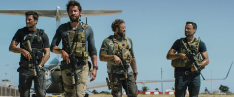Left to Right: Pablo Schreiber plays Kris Tanto Paronto, John Krasinski plays Jack Silva, David Denman plays Dave Boon Benton and Dominic Fumusa plays John Tig Tiegen in 13 Hours: The Secret Soldiers of Benghazi from Paramount Pictures and 3 Arts Entertainment / Bay Films in theatres January 15, 2016.