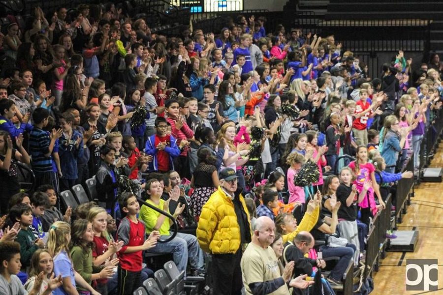 Hundreds of kids filled the Orena on Nov.13 to cheer on the womens basketball team on Education Day. 