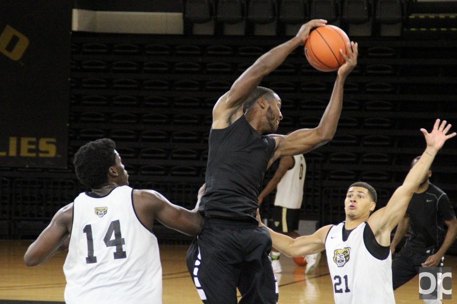 Isaiah Brock practices with teammates Monday, Oct. 10, at the Orena.