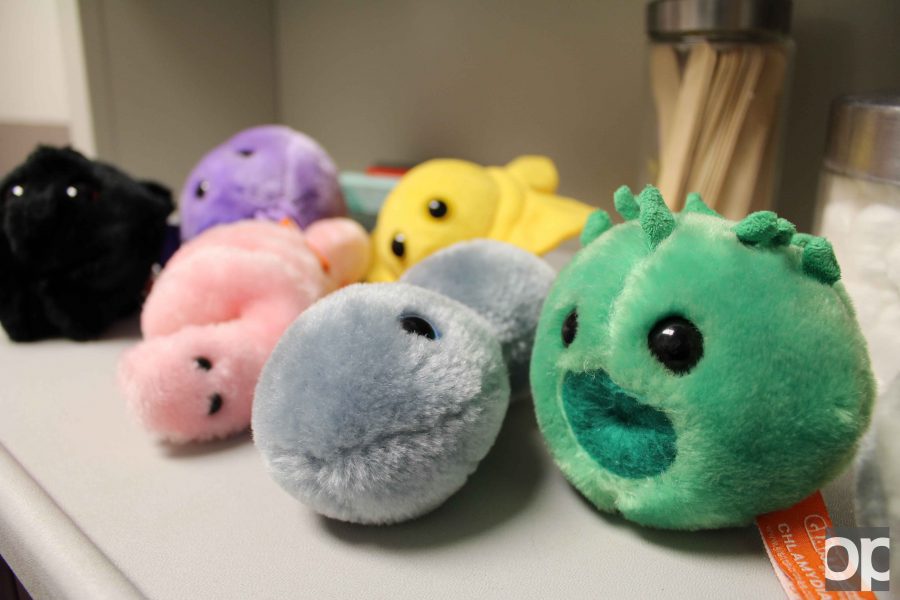 Representations of sexually transmitted diseases are on display at the Graham Health Center to raise awareness.