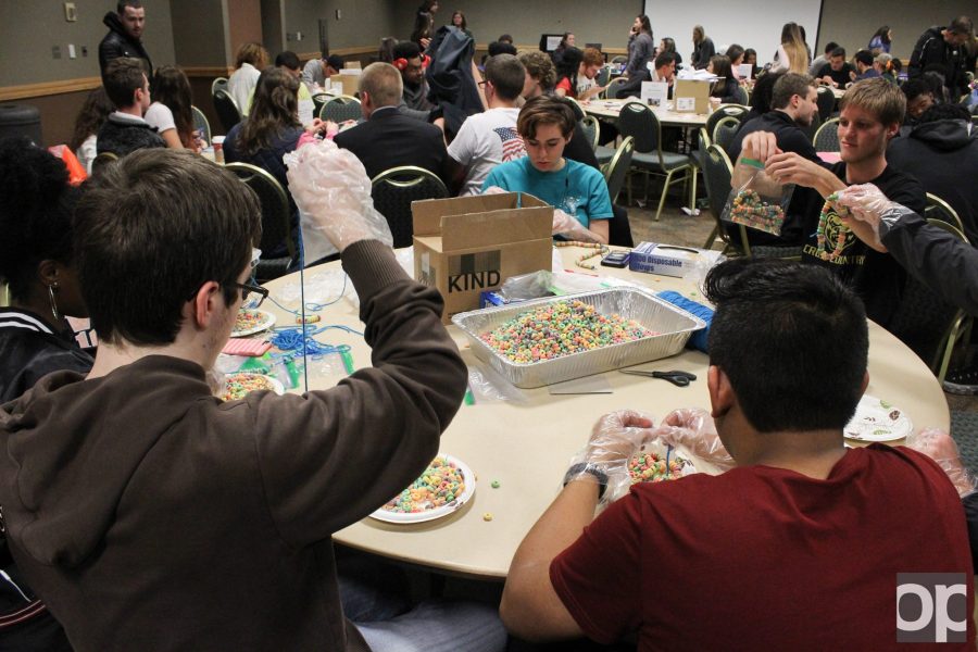 Volunteers helped make cereal necklaces for Grace Centers of hope on OU Day of Service. Check out our Facebook page for more photos. 