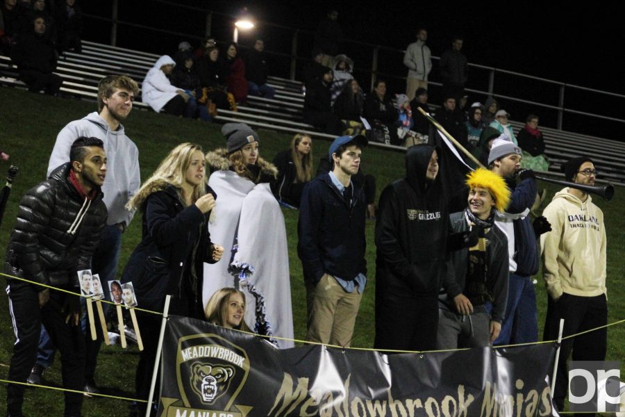 The+Meadowbrook+Maniacs+support+both+the+mens+and+womens+soccer+teams+through+chants+during+the+games.+