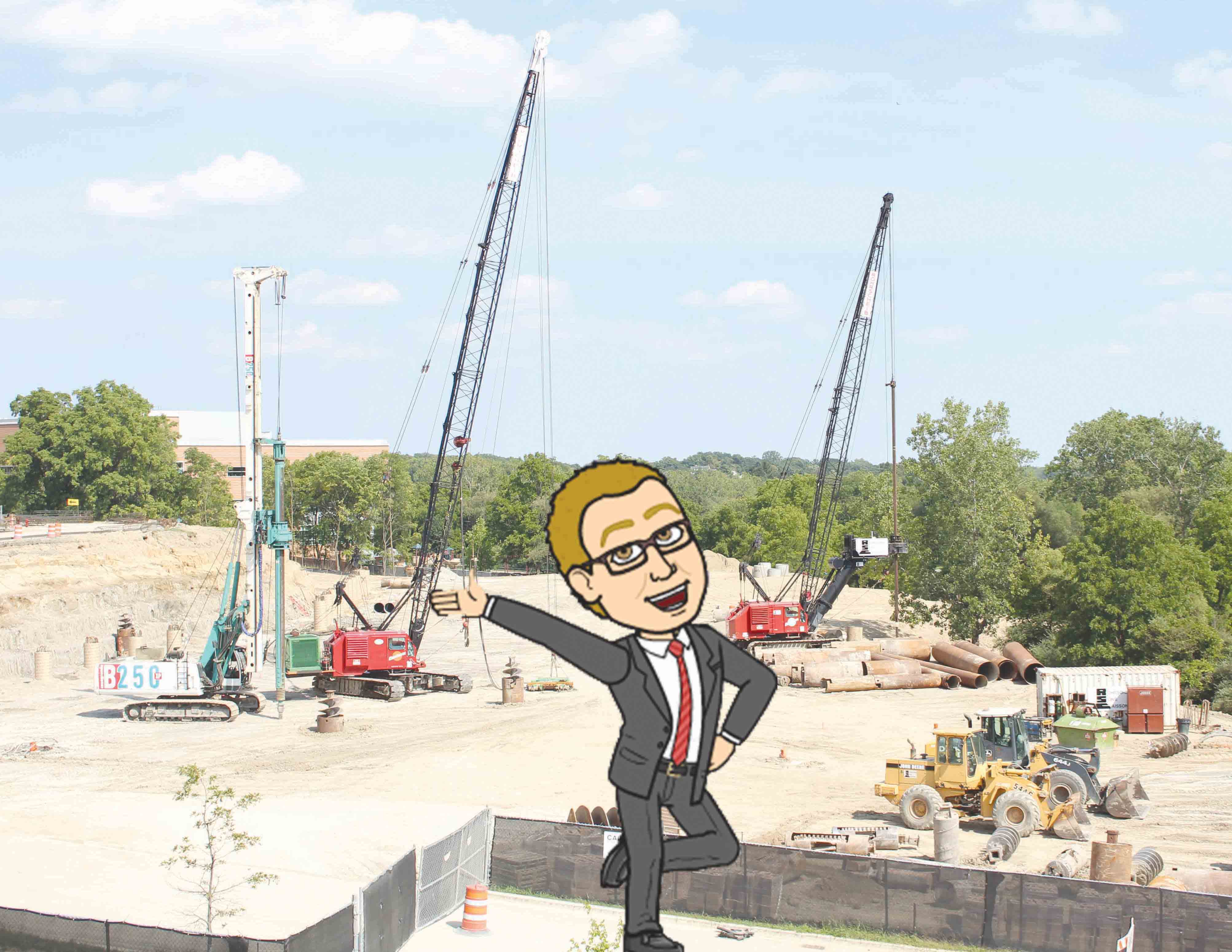 Construction is underway for the new Drew Carey Foundation Hall near Pioneer Drive.