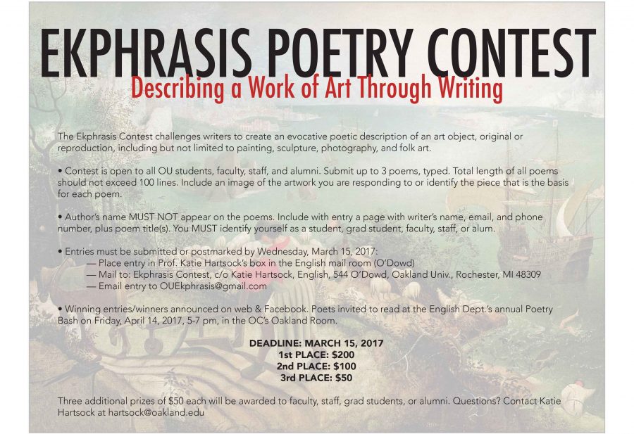 English department to hold Ekphrasis Poetry Contest