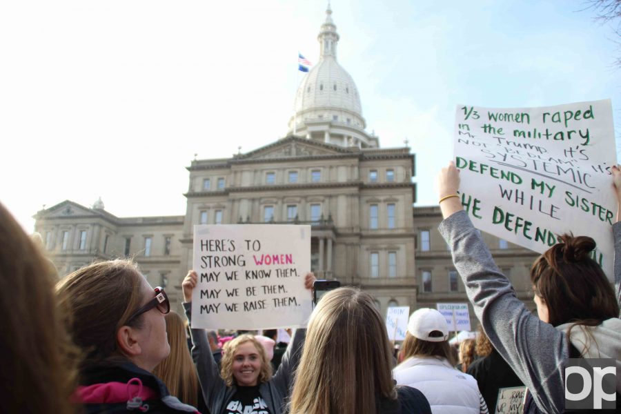Men and women came together in Michigans capital, Lansing, to march for womens rights. It was part of one of the 600 sister marches organized after the march in D.C.