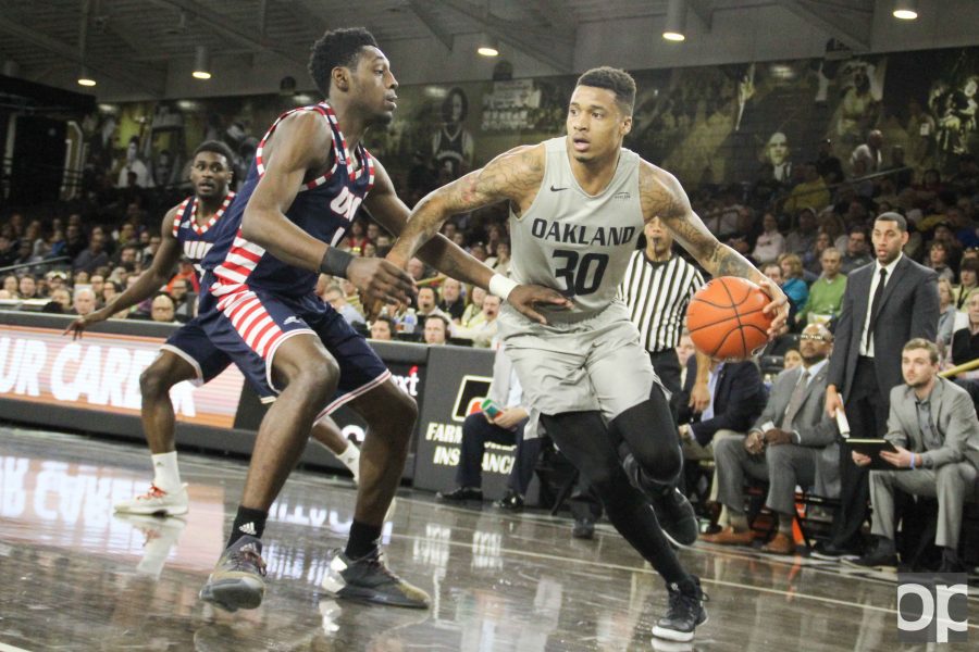 Sherron Dorsey-Walker had 17 points, seven assists and five rebounds against UIC in his second-to-last home game on Sunday, Feb. 19 at the Orena. 