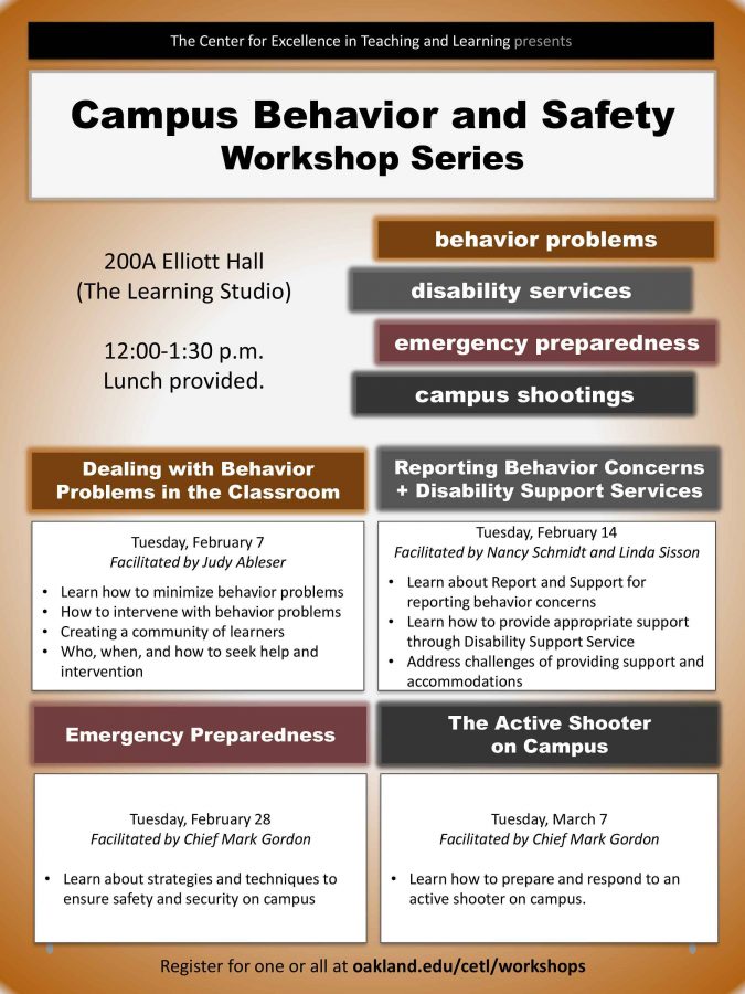 CETL presents Campus Behavior and Safety workshop series for faculty members