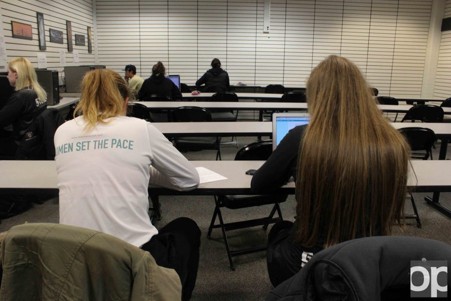 Student-athletes use The Grizz in the Orena as a study room. 