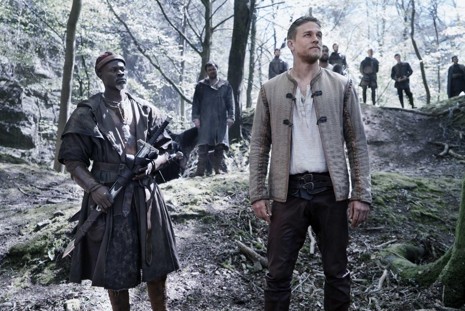Djimon Hounsou (left) and Charlie Hunnam (right) on the set of King Arthur: Legend of the Sword