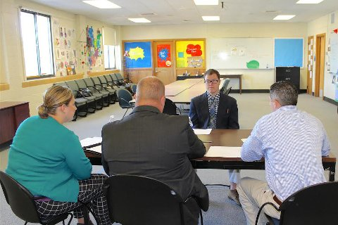 Evan Hodges participates in a practice interview as part of the OUCARES Pre-Employment Skills Training.