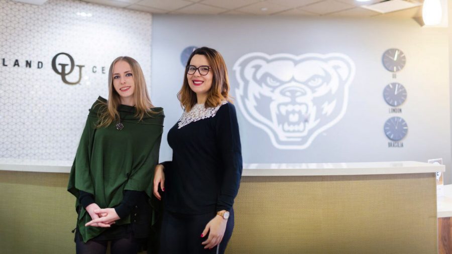 From left: Anna Szala and Rania Bellaaj join Oaklands Department of Psychology as part of the Fulbright scholarship program, which offers grants to students studying abroad.