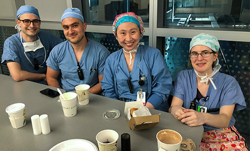 OUWB graduate Amanda Xi (second from right) will work at Massachusetts General Hospital as a staff anesthesiologist and intensivist.
