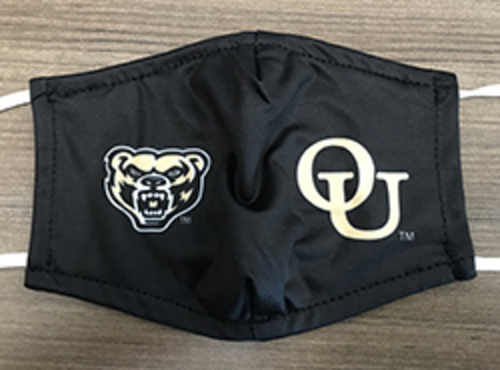 The Oakland University facial masks will include both official logos — the Grizz and OU printed. 