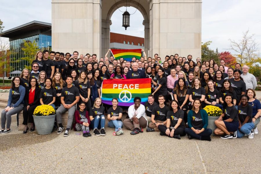 The OUWB students and staff in October 2019 in support of National Coming Out Day. 