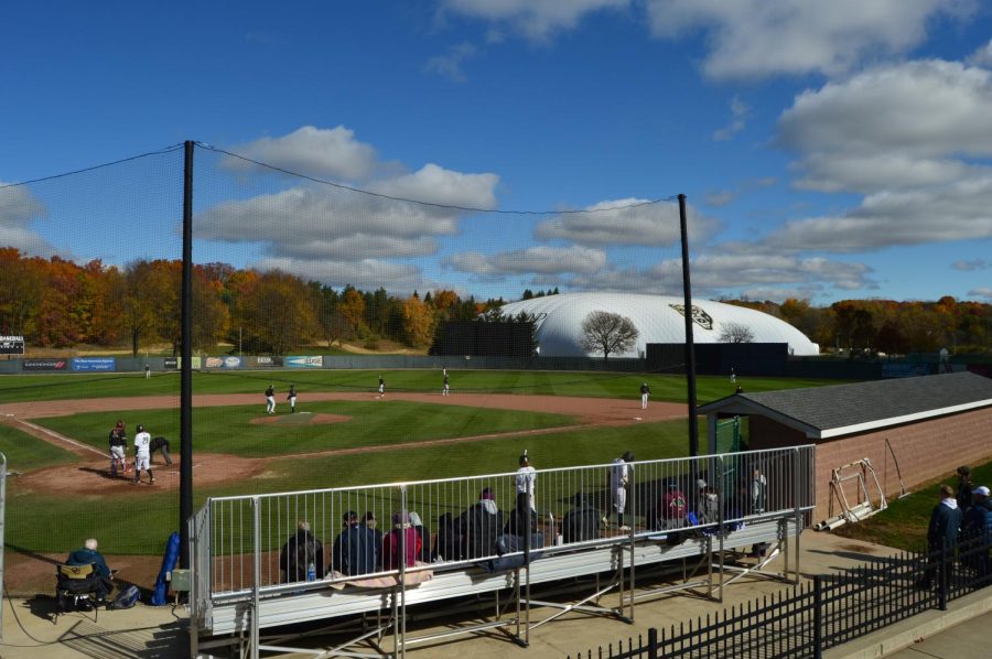 The baseball team held game two of their fall world series on Saturday, Oct. 24. Their season will resume on Friday, Feb. 19.