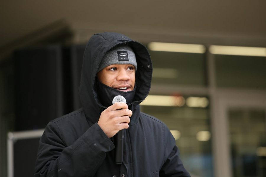 Sean King follows Jai Carreros opening statements with additional remarks. Both spoke to the crowd before and after the march. 