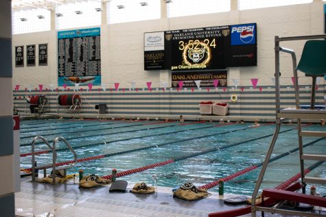 The swimming and diving team practices ahead of the Black and Gold Instrasqaud match.