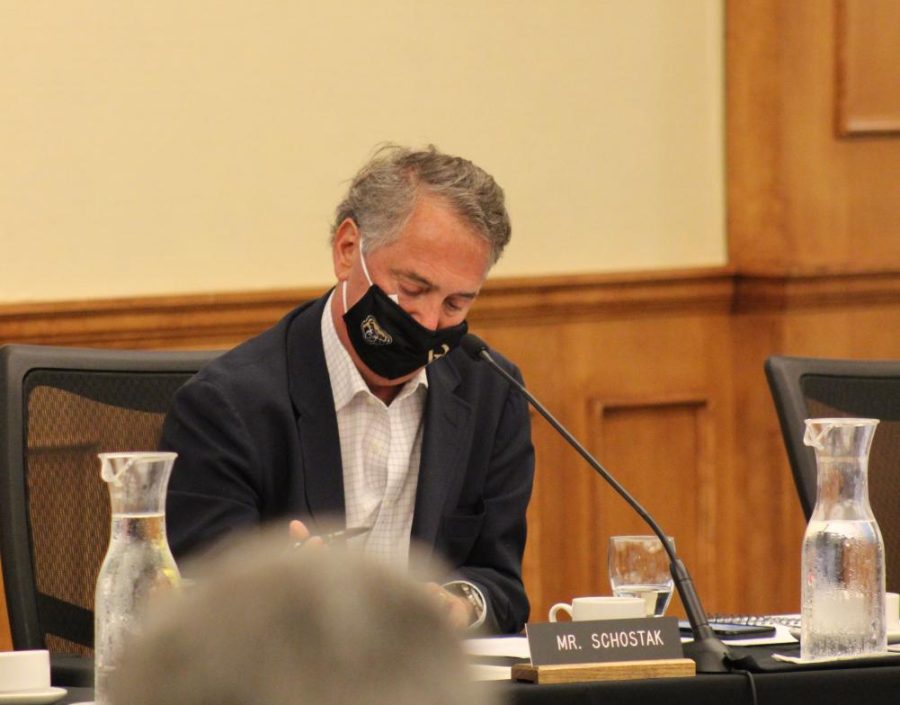 BOT Chair Robert Schostak at a BOT meeting last year. Schostak's letter to OU AAUP leadership denied their request for adding faculty liaisons to the BOT.