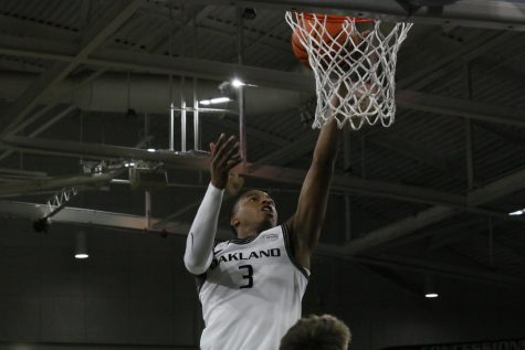 Micah Parrish goes for a layup against Cleveland State on Feb. 26.