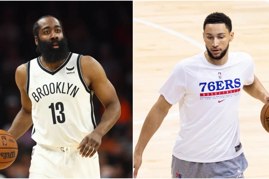 James Harden [left] and Ben Simmons [right] were traded for each other on Thursday. 