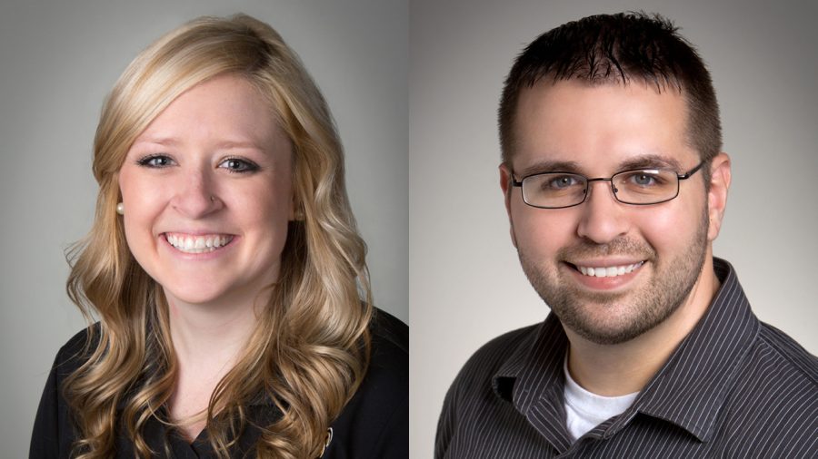 OU School of Business Administration advisers Denica Holzworth and Adam McChesney received awards. 
