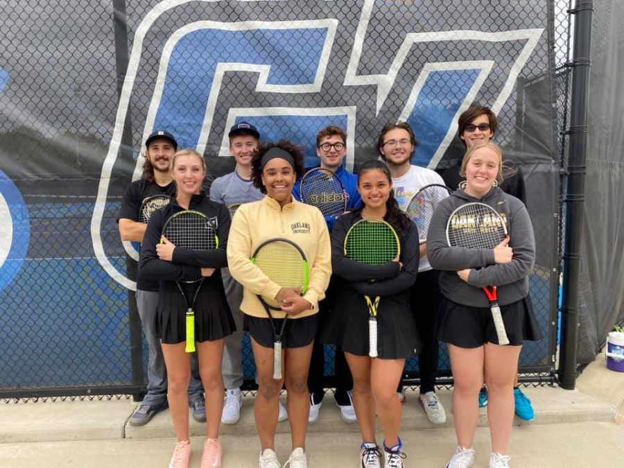 The Oakland University Tennis Club at Grand Valley State University in October.