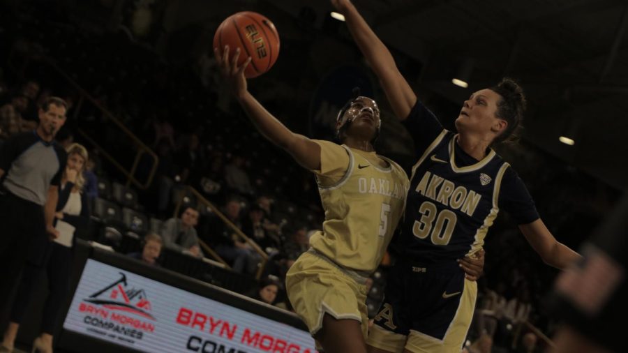 The Oakland womens basketball team had a victorious season opener against Akron on Nov. 7, 2022.