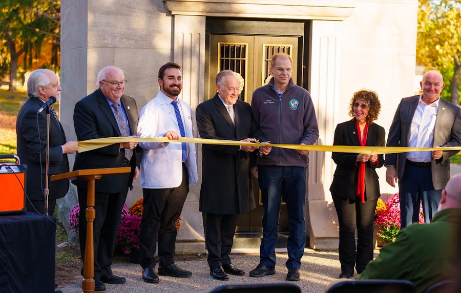 A+ribbon-cutting+ceremony+was+hosted+at+Mount+Avon+Cemetery%2C+located+near+downtown+Rochester%2C+for+the+new+OUWB+Mausoleum+and+Receiving+Vault+donated+in-kind+by+the+city+of+Rochester+with+a+redesign+overseen+by+Pixley+Funeral+Homes.