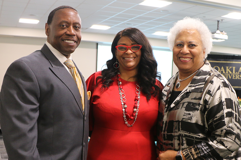 Glenn McIntosh, Deirdre Pitts and Monica E. Emerson at the Exemplary Employee Award Recognition ceremony. Photo courtesy of OUWB