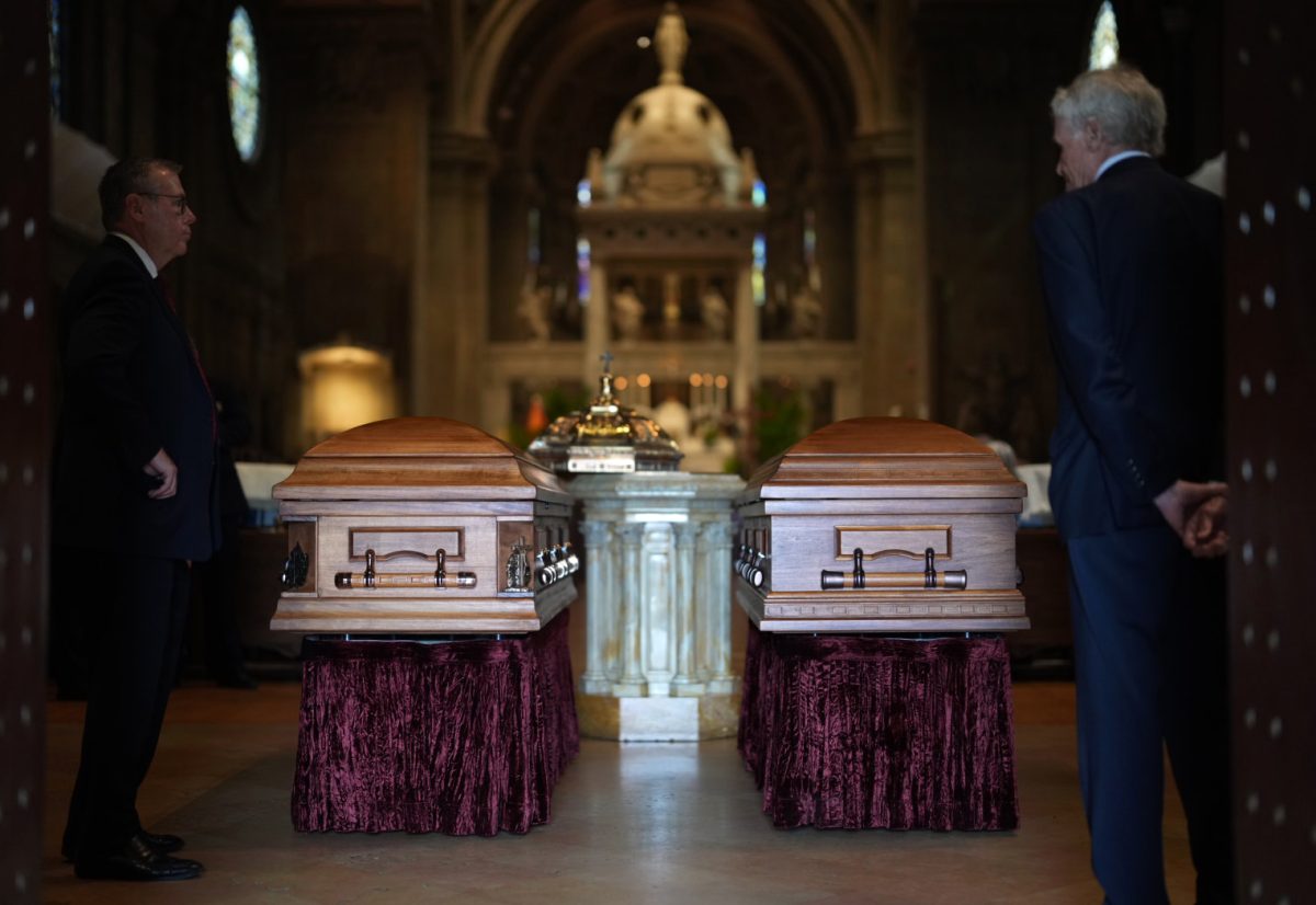 The caskets of Melissa and Mark Hortman. Photo courtesy to Minnesota Reformer